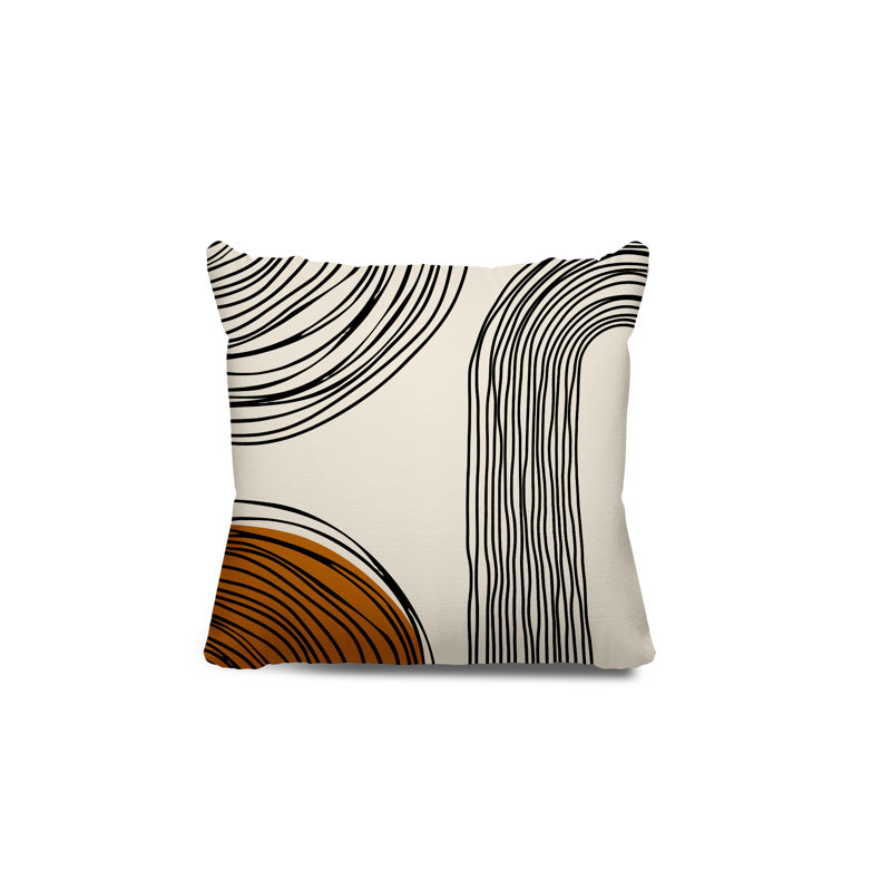 Coussin décoratif réversible intérieur / extérieur Cassie, H 19 po x l 19 po, Orange/crème/noir