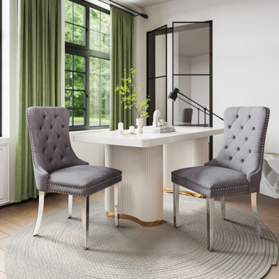 Tufted Velvet Upholstered Wingback  Dining Chair