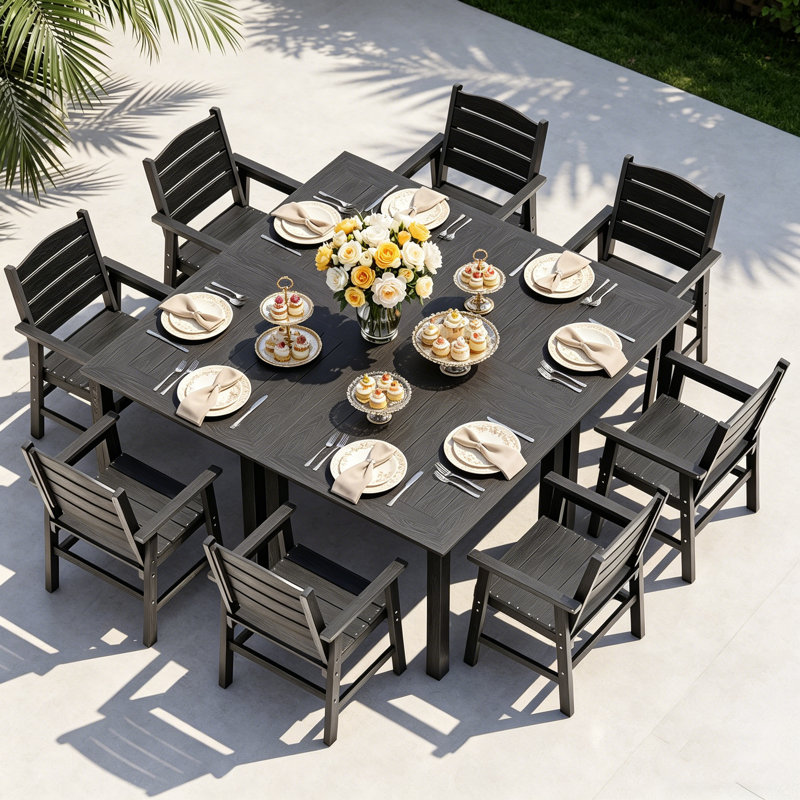 All-Weather Outdoor Dining Sets - Rust-Resistant Modern Outdoor Dining Sets For Backyard Garden Deck Poolside 4-Table 8-Chairs