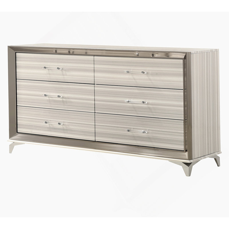 Commode horizontale en bois manufacturé avec 6 tiroirs