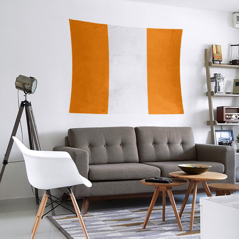 Tapisserie en polyester Tampa, H 68 po x l 80 po, Orange / blanc
