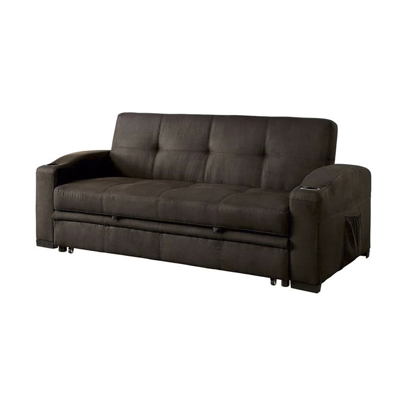 Canapé futon de 75,4 po de style transitionnel, brun foncé