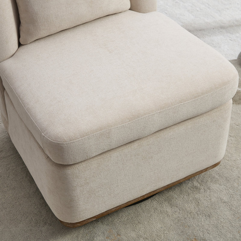 25.2"w 360° Swivel Barrel Chair In Luxurious Chenille Fabric - Modern Accent Seating For Living Room, Bedroom, Or Home Office(beige