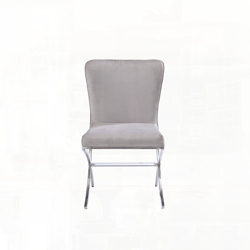 Ensemble de chaises d'appoint en velours gris clair avec support de poids fiable