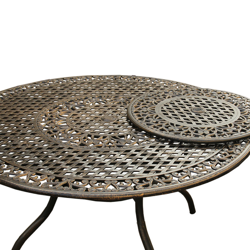 Casarez Outdoor Round Dining Table, Bronze
