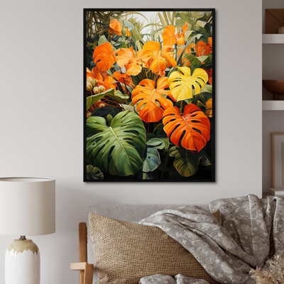 Feuillage tropical orange et vert II
