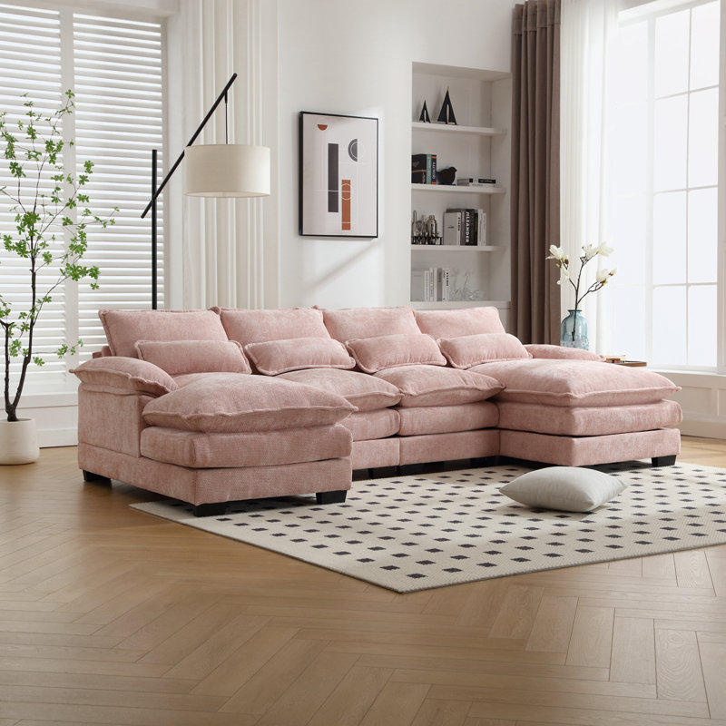 Canapé modulaire Odas, Chenille rose