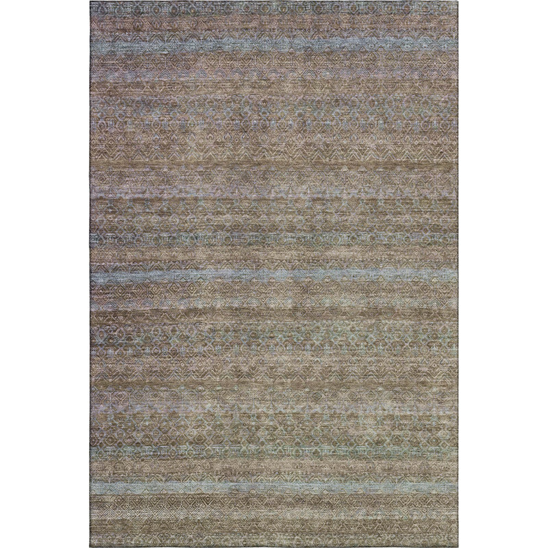 Premium Machine Washable Mayfield Striped Rug, 8' x 10', Brown