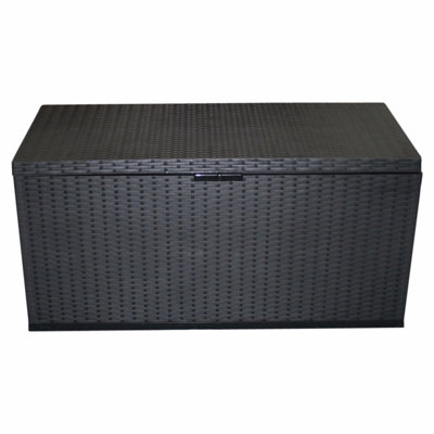 Sol 27 Outdoor 120cm W 350L Water Resistant Plastic Lockable Deck Box in Black
