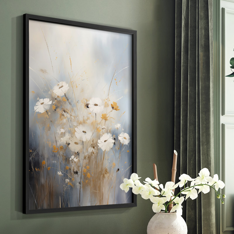 FLORAL Series CCCCLX - Impression encadrée de qualité supérieure - Prêt à être accroché - Aucun clou requis, Noir