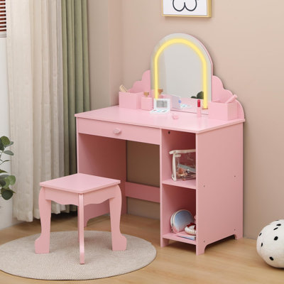 Kids Vanity with Lighted Mirror