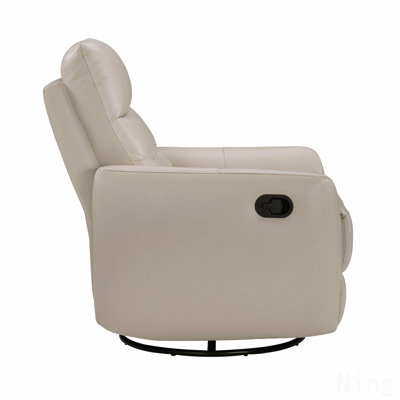 Taupe Leather Swivel Glider Recliner - Plush Comfort, Living Room Furniture