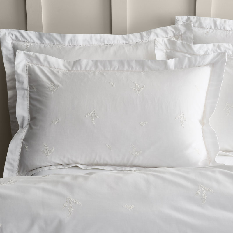 Lottie Floral Embroidery 180 Thread Count Cotton Duvet Cover Set, King Duvet Cover Set + 2 Pillowcases