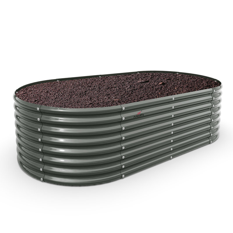 Lit de jardin surélevé galvanisé 8 x 4 x 2 pi, Gris, 8 pi x 4 pi