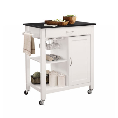 Chariot-bar de cuisine en bois d'hévéa Lidwine