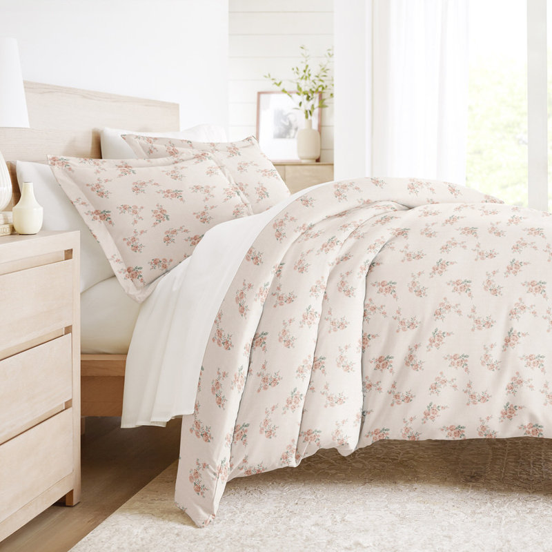 Ensemble de housse de couette en microfibre à motif ultra doux de couleur abricot