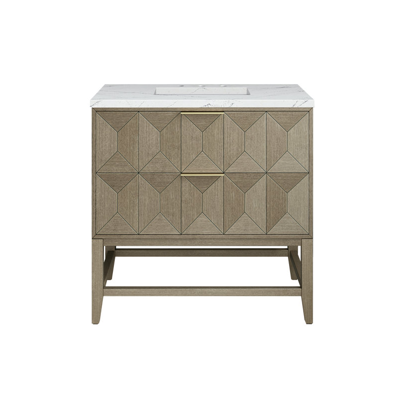 Emmeline 36'' W Single Vanity, Ethereal Noctis, 8" Widespread, Pebble Oak