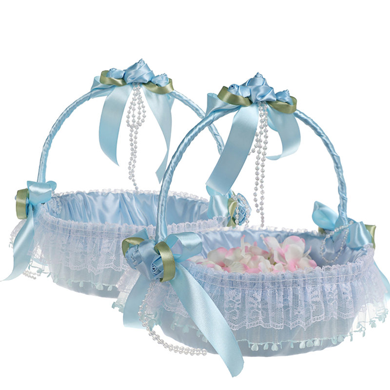 2 pièces Panier à fleurs pour mariage, Bleu