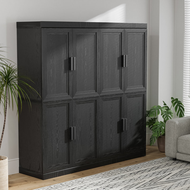 Ensemble de 4 armoires de rangement en bois avec armoire et bibliothèque avec portes pleines et tablettes réglables pour le salon et la chambre à coucher