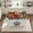 53.7" White Farmhouse Rolling Kitchen Island with Power Outlet, Drop Leaf, Spice Rack & 2 Sliding Barn Doors-129935177
