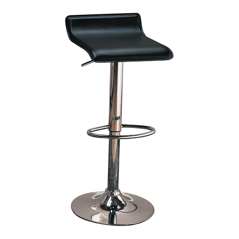 Tabouret de bar contemporain en cuir noir sans dossier avec base - réglable pour la salle à manger