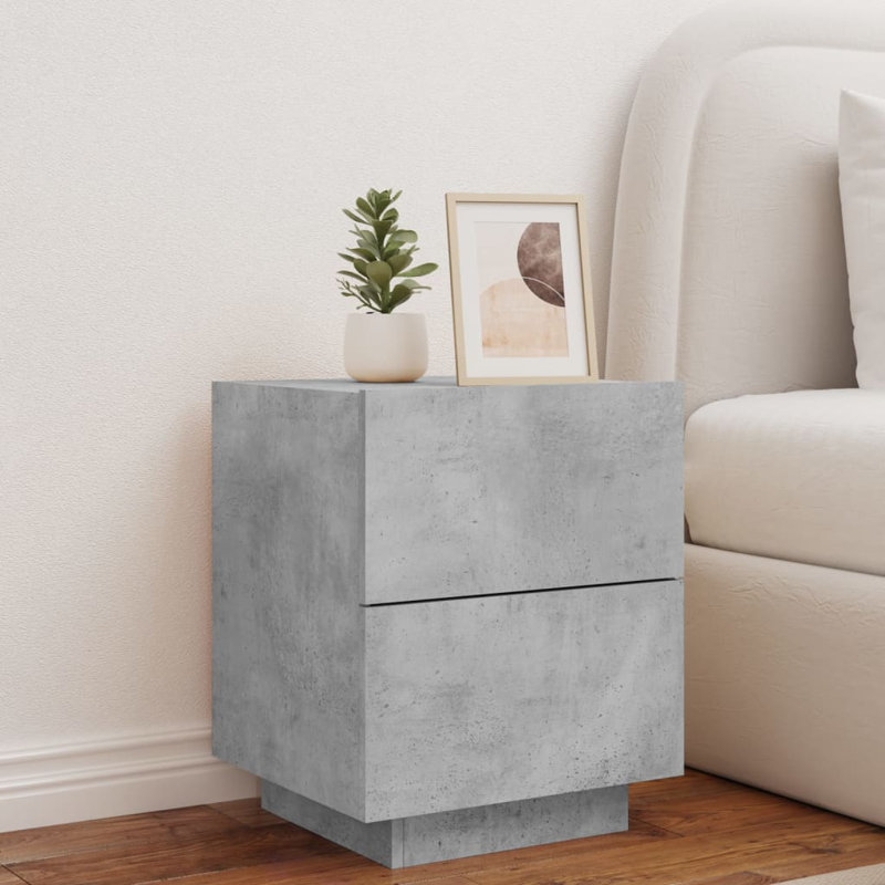 Briah 45cm W Bedside Table, Concrete Grey, Individual