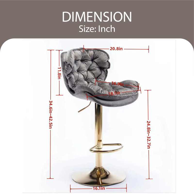 Tabouret pivotant à hauteur réglable Mieszko, Gris