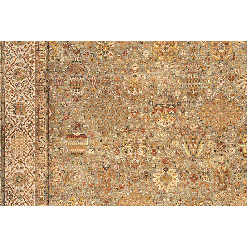 Wool Oriental Area Rug in Beige, Rectangle 5' x 7'2"