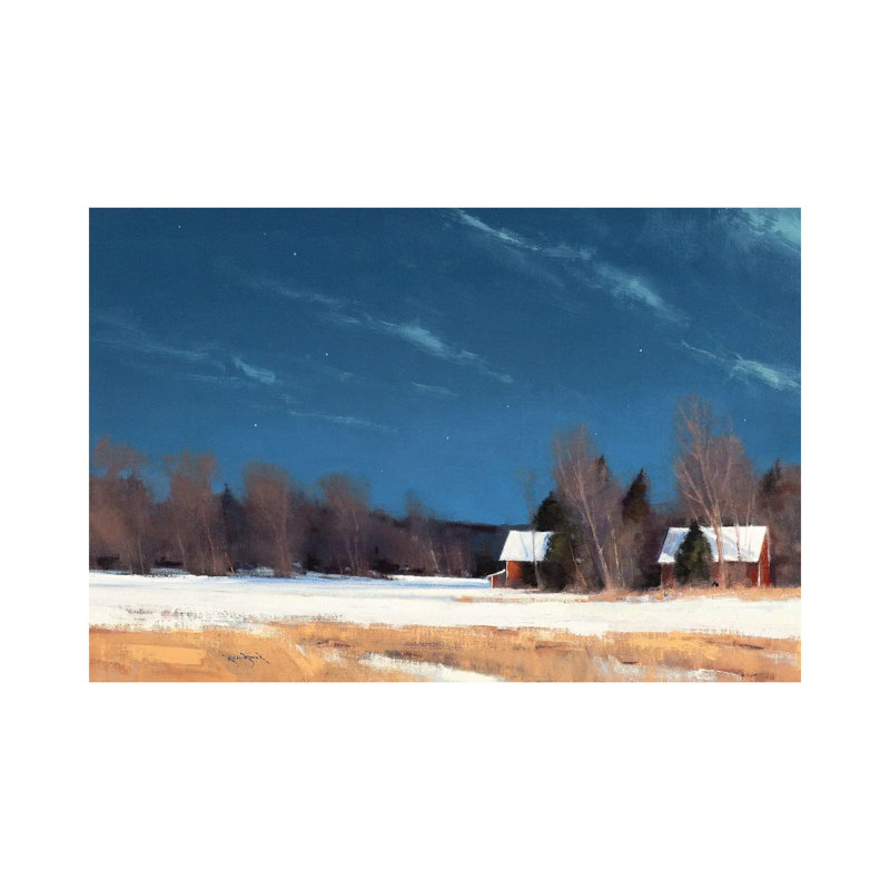Grant Township Farm By Moonlight by Ben Bauer - Wrapped Canvas Painting, 30.48 cm H x 45.72 cm W