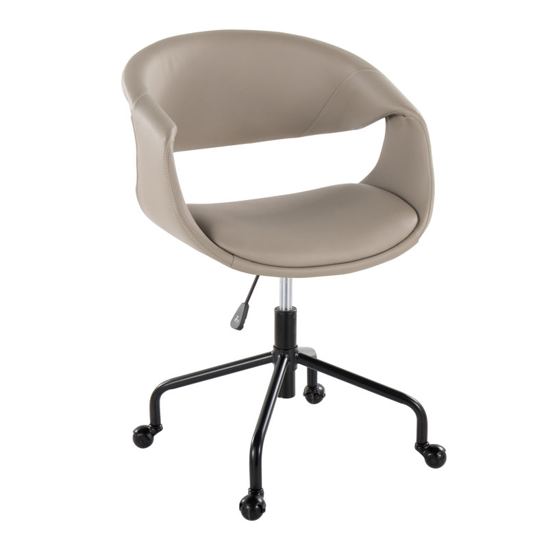 Arshad Upholstered 4-Star Task Chair, Light Gray, Black