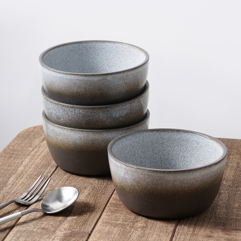 Stone Lain Vince 4-Piece Bowl Set Stoneware, Gray