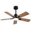 42-Inch Ceiling Fan with Light, Solid Wood Blades in Black-Toned Finish, Dimmable LED, DC Motor, Remote Control