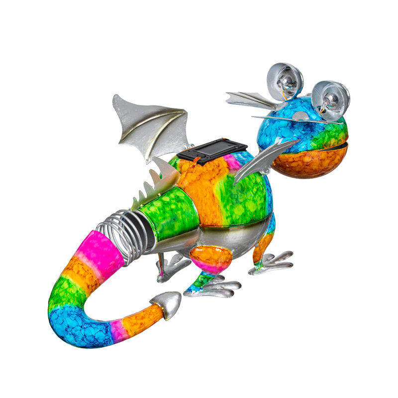Statue de dragon solaire en métal à dégradé de métal, 9,5 po