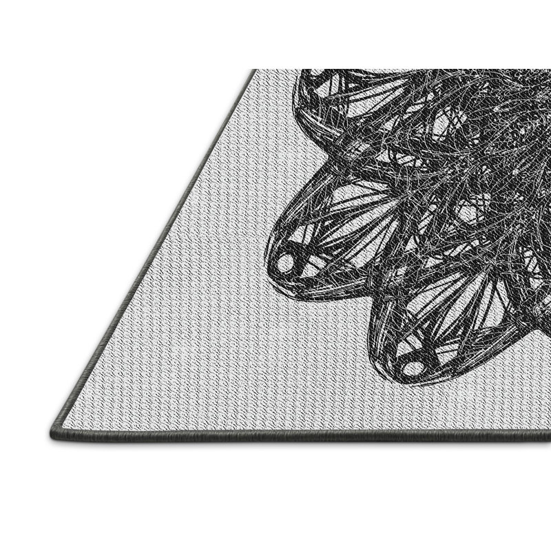 Tapis noir/blanc tissé à la machine, Rectangle de 5 pi x 8 pi