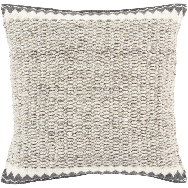Reni 20'' Brown and Cream Wool Throw Pillow