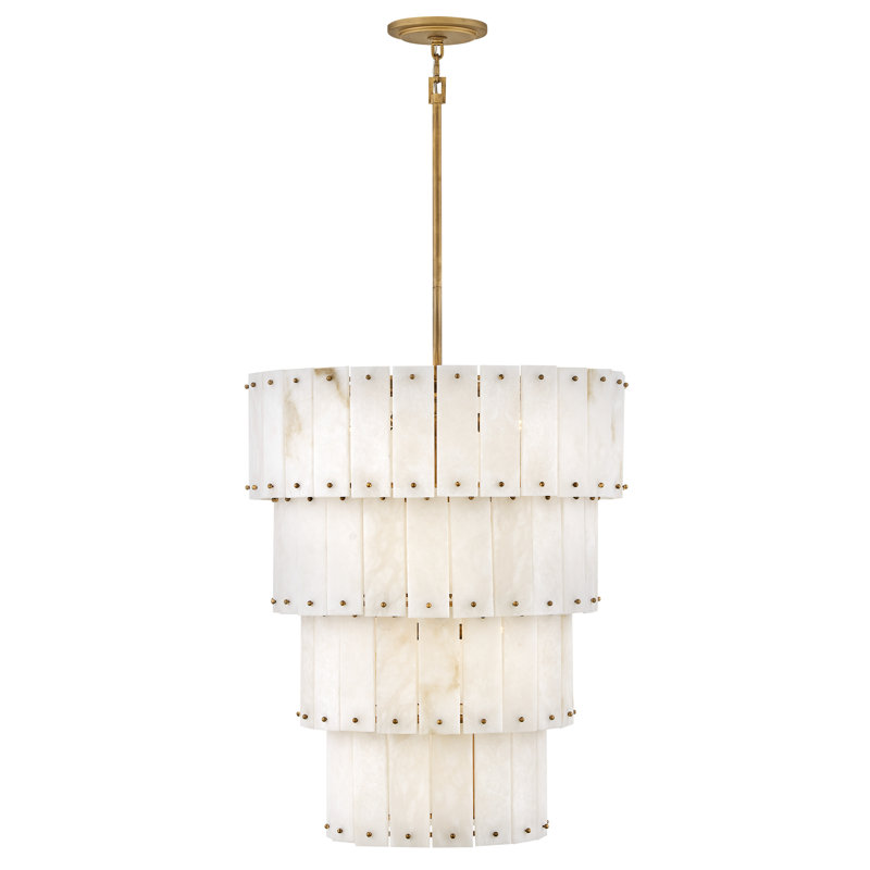 Simone 24" Nine-Light Four-Tier Chandelier w/ Natural Alabaster Panels