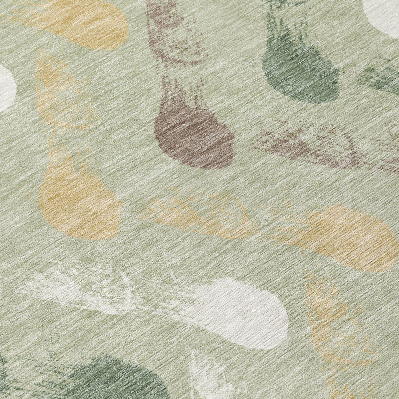 Machine Washable Indoor/Outdoor Chantille ACN2900 Geometric Rug, 1'8" x 2'6", Celery