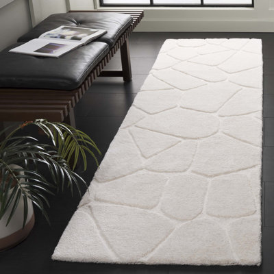 Bigelow Solid Color Hand Tufted Wool Area Rug in Ivory