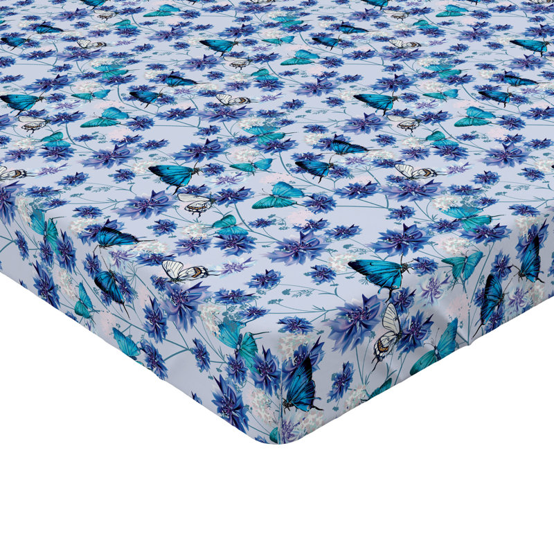 Drap-housse à motif floral Ambesonne, Drap-housse de taille très grand, Lavande pâle, turquoise / floral