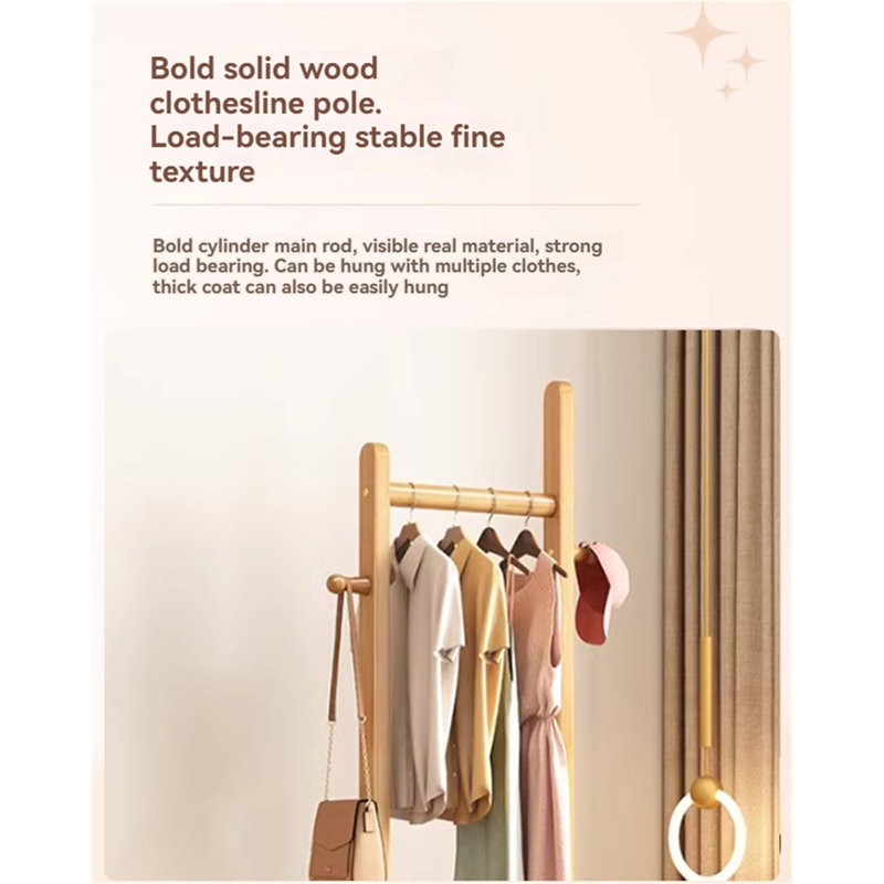 Porte-chapeaux en bois massif Aesthetic, Jaune