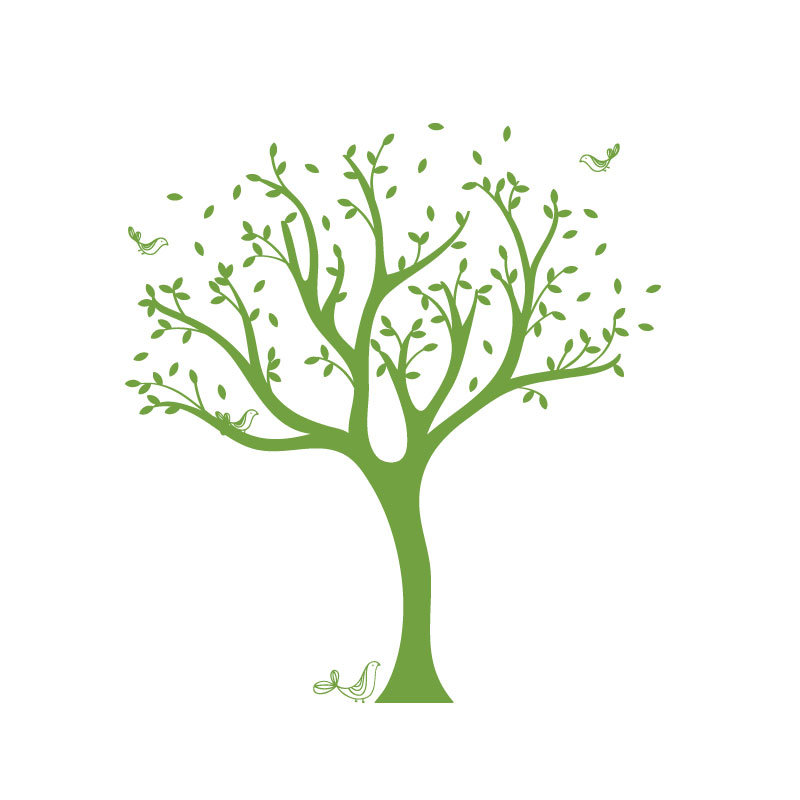 Décalcomanie murale arbre tweet, Vert lime