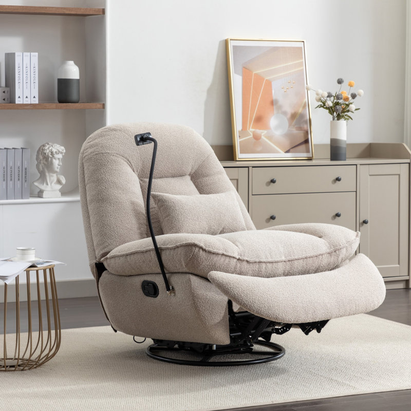 Antwonn 100cm Wide Swivel Standard Recliner, Brown