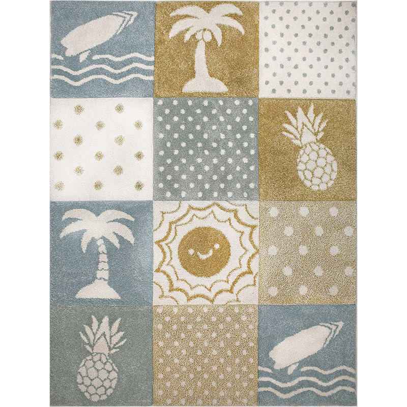 Ben Blue Area Rug, Rectangle 3'11" x 5'3"