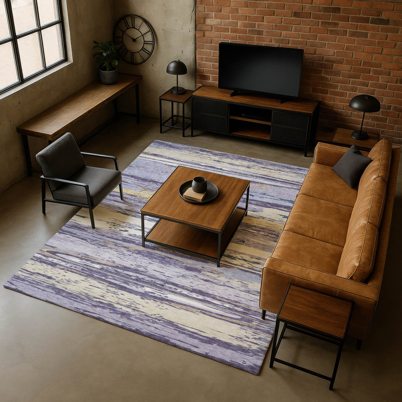 Premium Machine Washable Mayfield AMF2287 Striped Rug, 2'6" x 3'10", Lavender