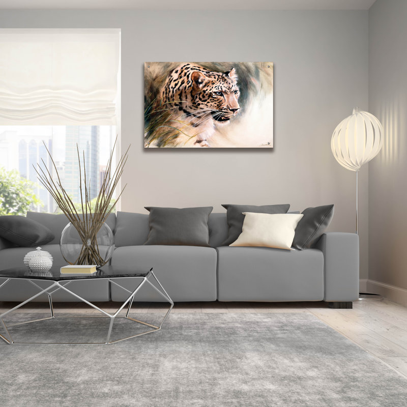 «Leopard's Lair» par Robert Campbell, art mural en verre acrylique, H 24 po x l 36 po x P 0,2 po