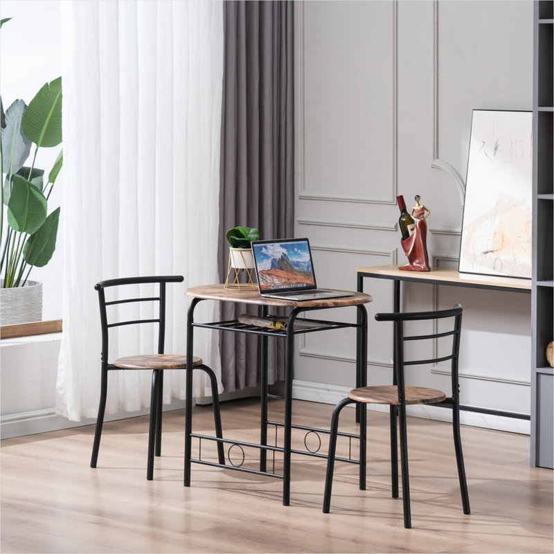 Table de salle à manger combinant deux éléments en MDF et métal, avec un design compact et un ensemble table de petit-déjeuner en acier