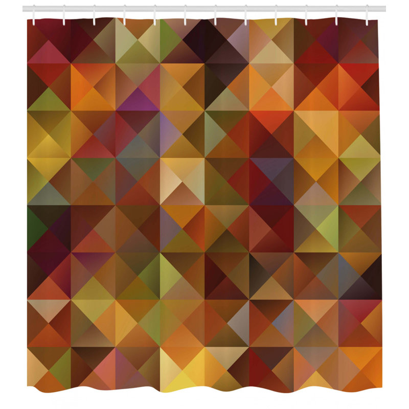 Rideau de douche simple à motif à triangle coloré abstrait en mosaïque Sonya, H 70 po x l 69 po