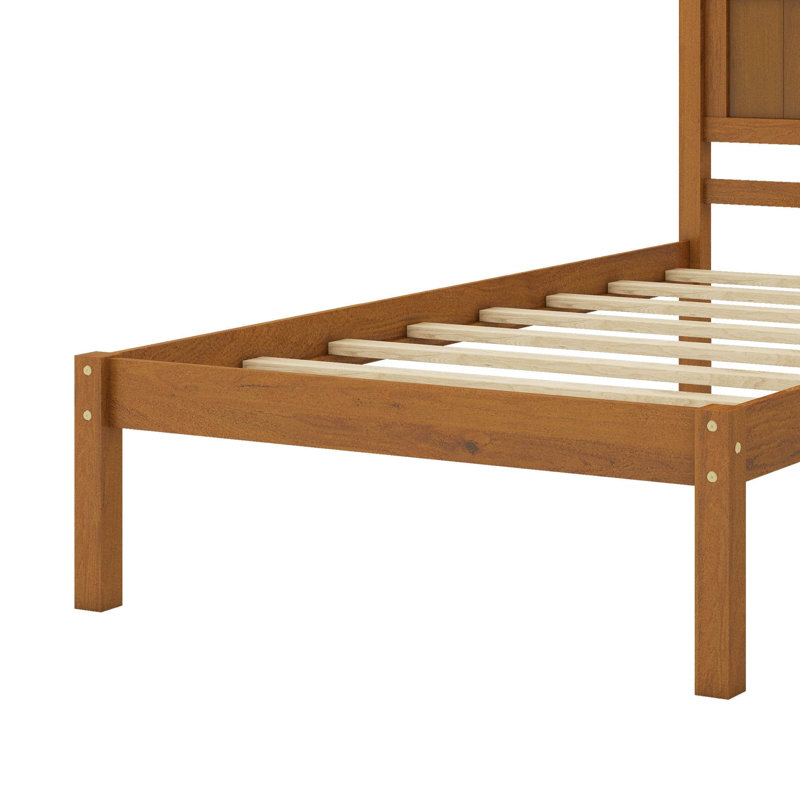 Platform Bed With Headboard, Twin, Oak
