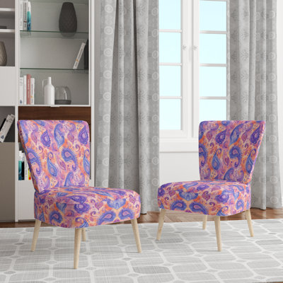 Chaise d'appoint moderne - Chaise d'appoint rose à motif cachemire