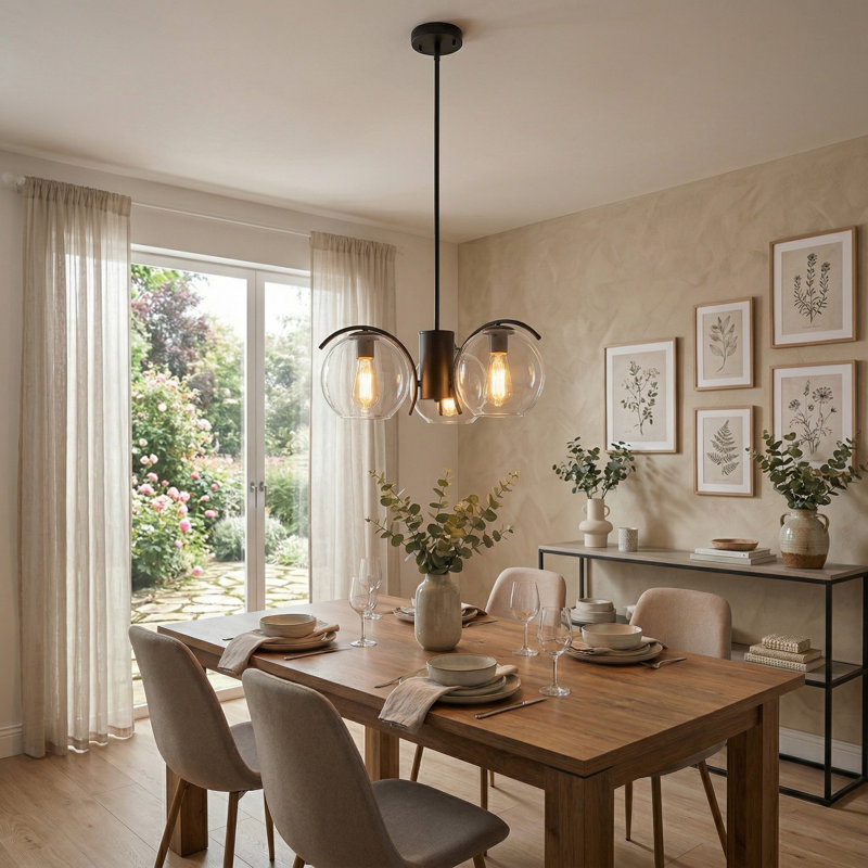 3-light Modern Black Chandeliers
